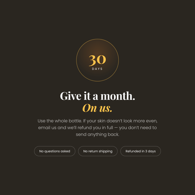 30 day money back guarantee - no questions asked, no return shipping